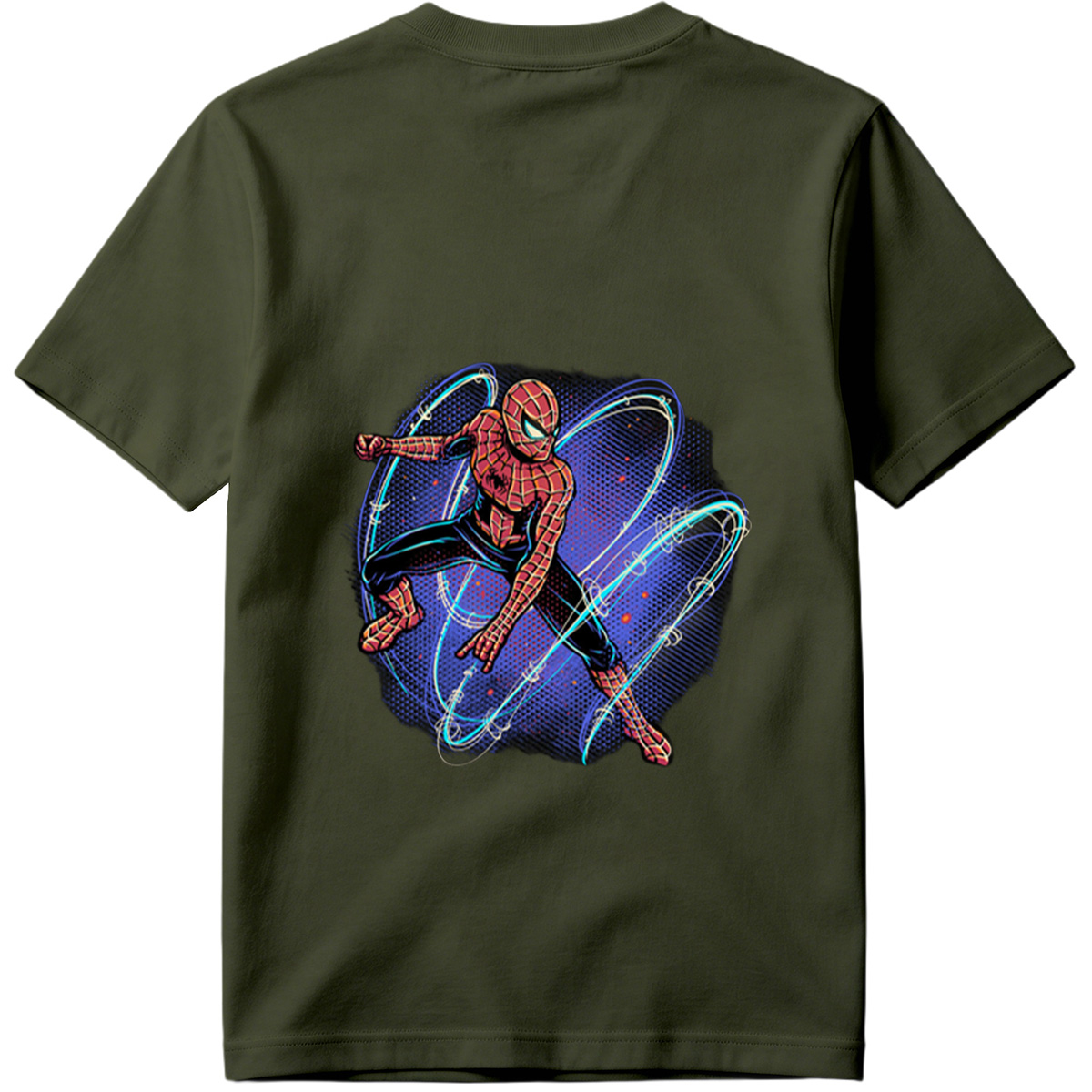 Spider-Man in Action with Dynamic Web Swirls - Tee