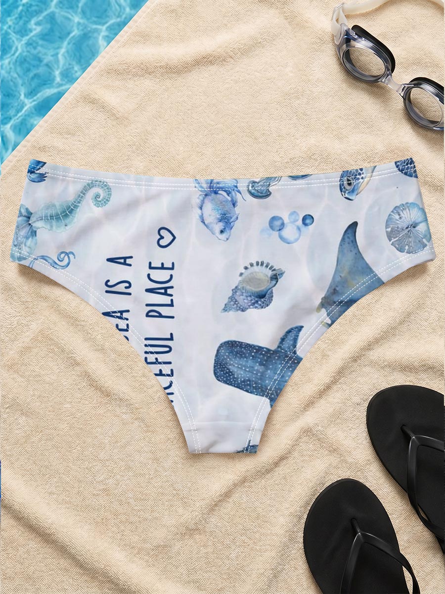 Underwater Serenity: Marine Life in Blue Hues -  Men's swim trunks