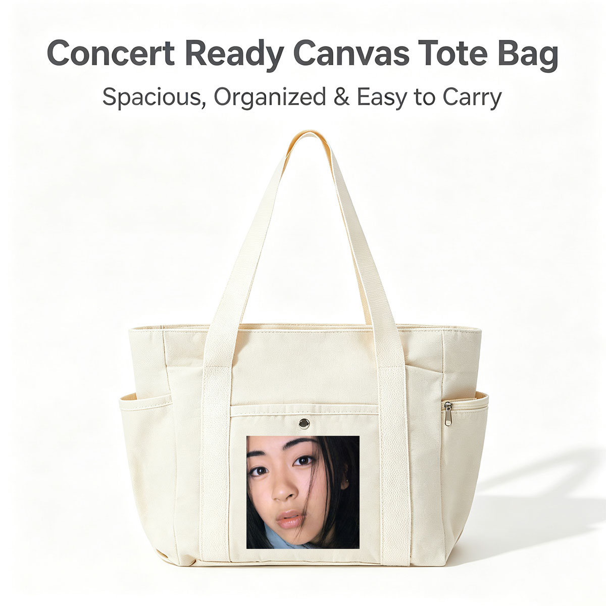 Ayumi Hamasaki Close-Up Portrait with Soft Lighting and Gentle Expression - Multi-pocket bags