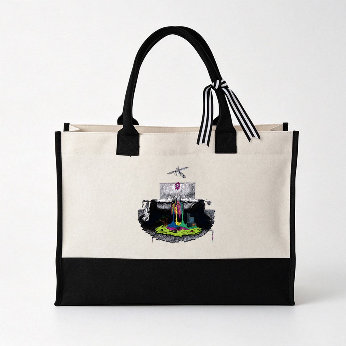 The Melted Man: A Surreal Fusion of Art and Chaos - Canvas patchwork gift tote bag