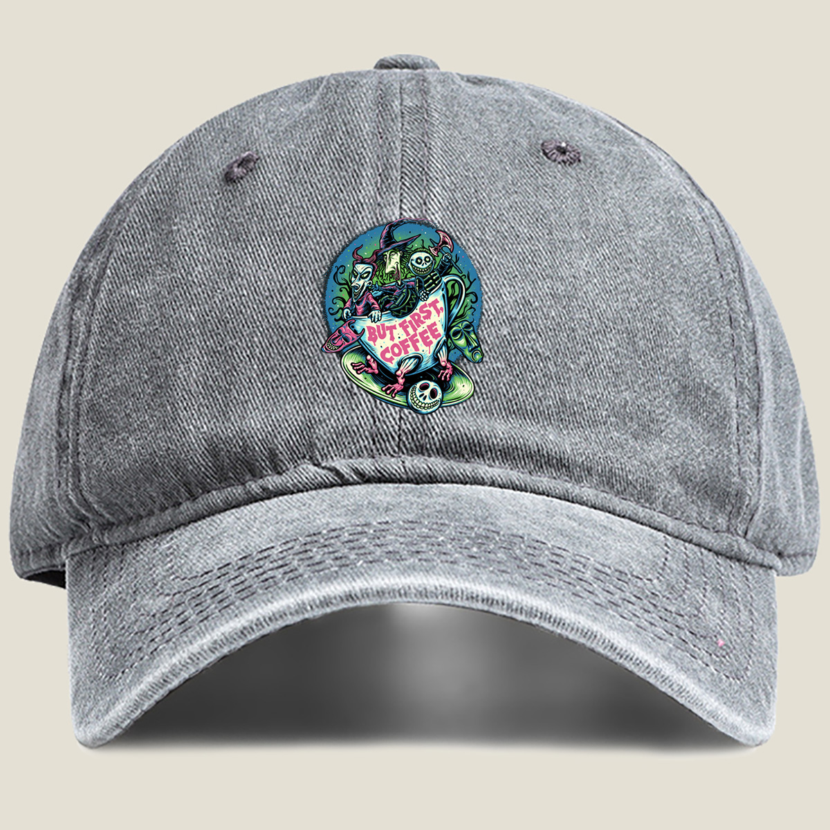The Nightmare Before Christmas: But First, Coffee - Washed Denim - Baseball Cap