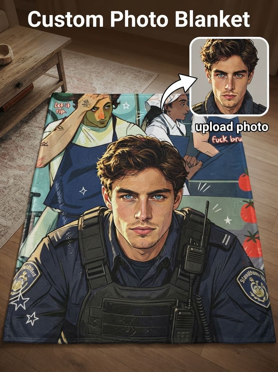 Custom Photo Face Flannel Blanket Personalized Comic Character Art Throw Skin Friendly Warm Plush Cover Ideal Gift