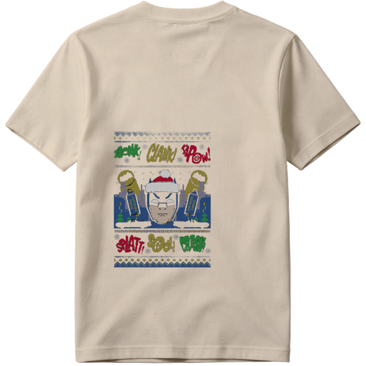 Batman Christmas Sweater with Comic Sound Effects - Tee
