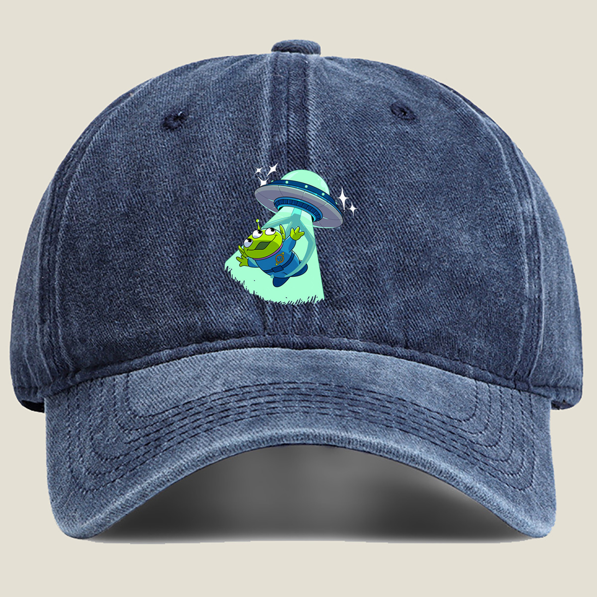 Alien from Toy Story Abducted by UFO - Washed Denim - Baseball Cap