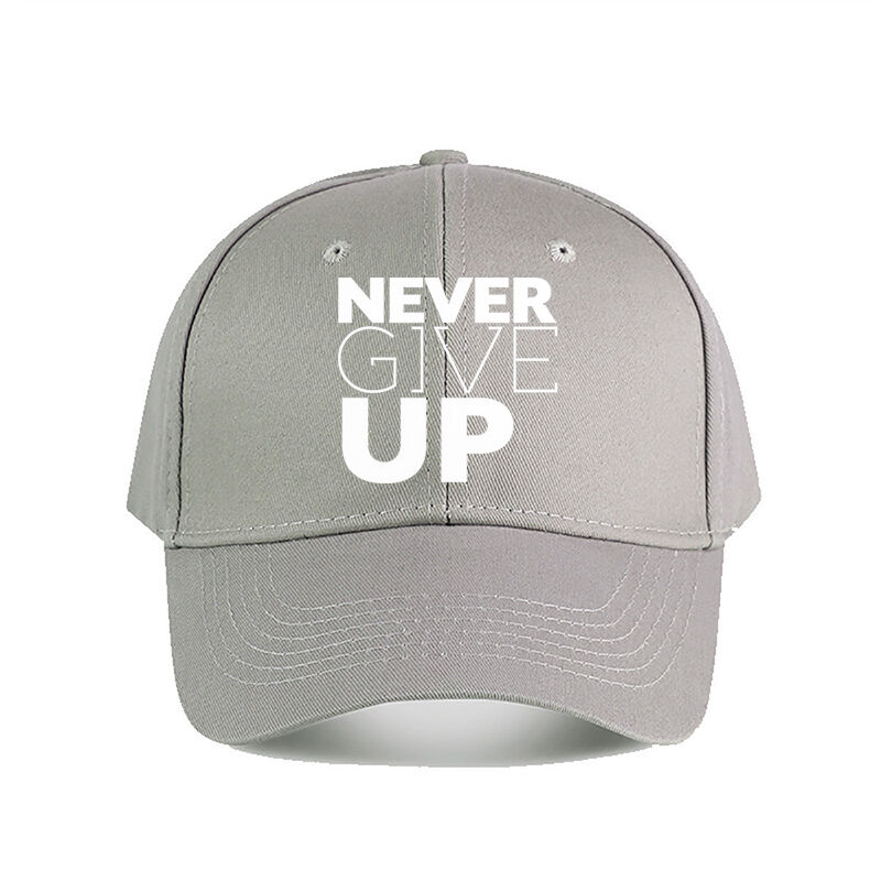 Curved Brim Baseball Cap Never Give Up Inspirational Letter Print