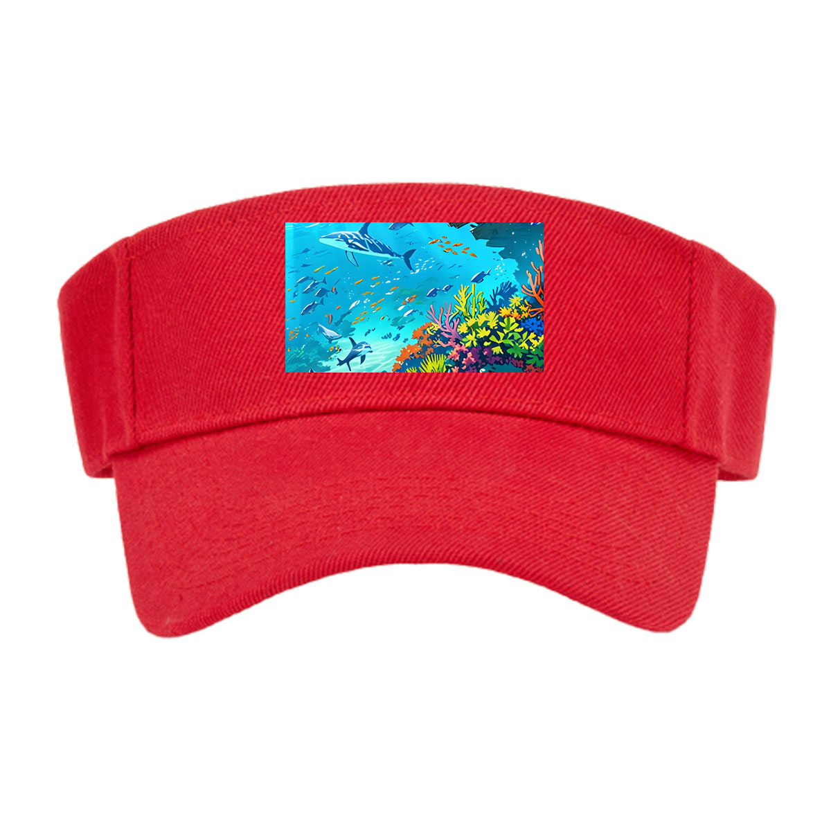 Vibrant Coral Reef with Dolphins and Tropical Fish -  Visor cap