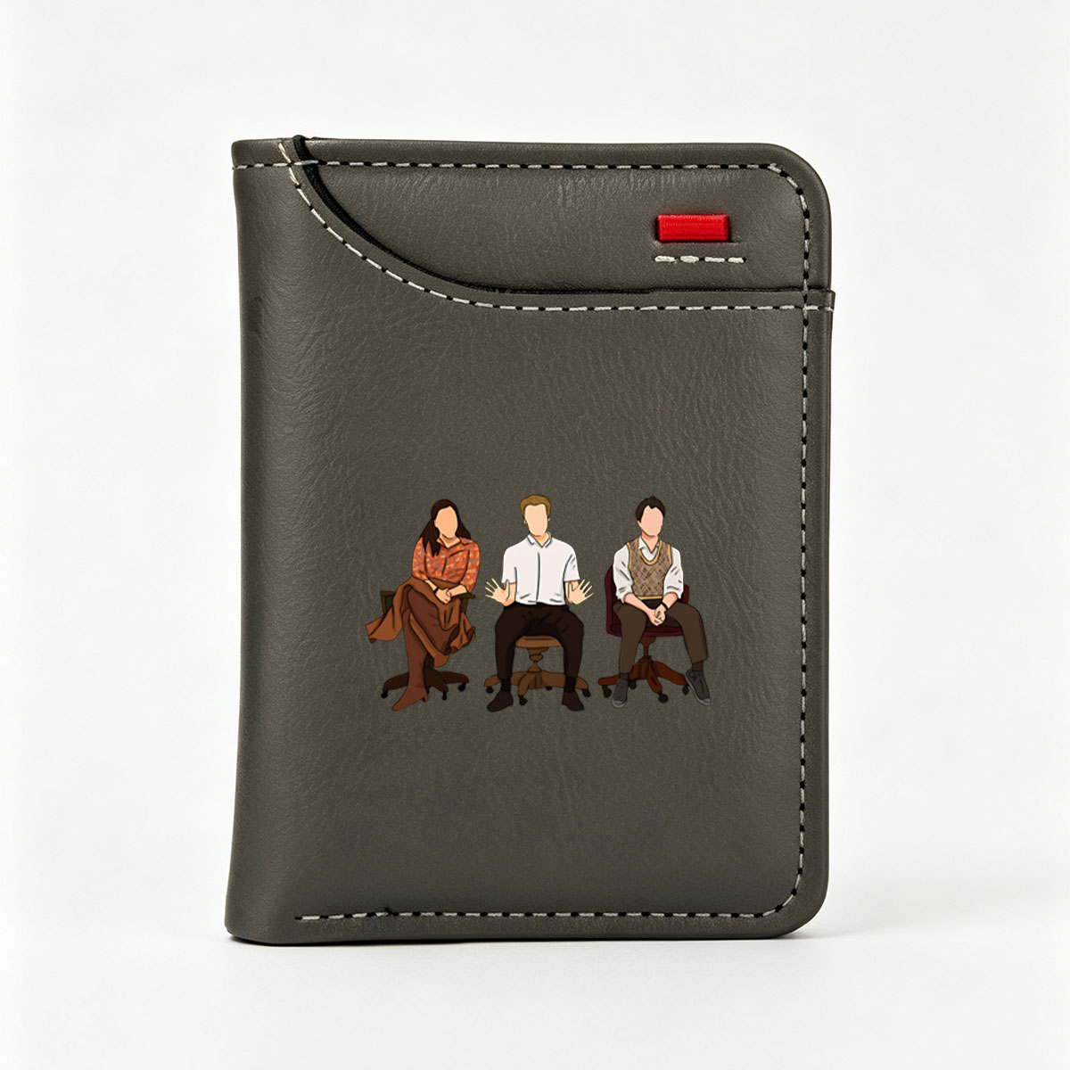 Three Individuals in a Discussion Setting - Vertical Style Wallet
