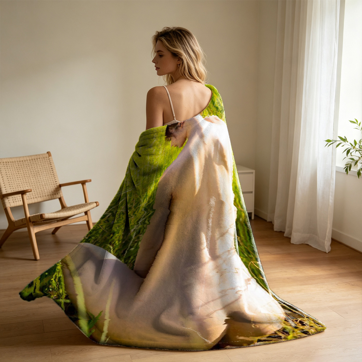 Pink sheer lingerie by the window - Blanket