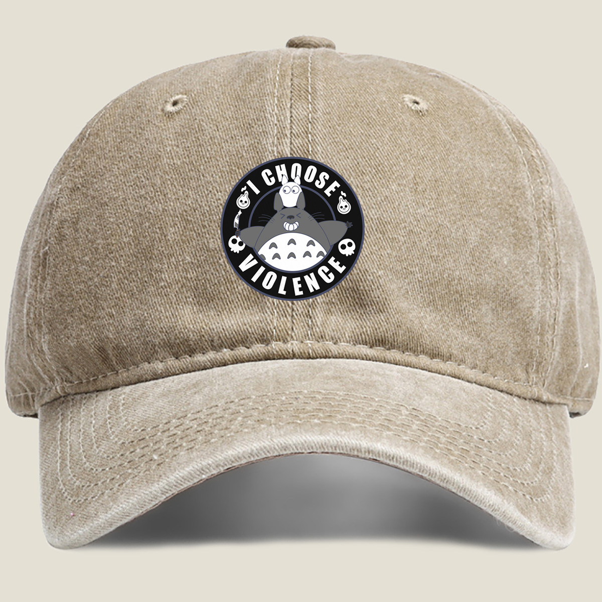 Totoro and Little Totoro - I Choose Violence - Washed Denim - Baseball Cap