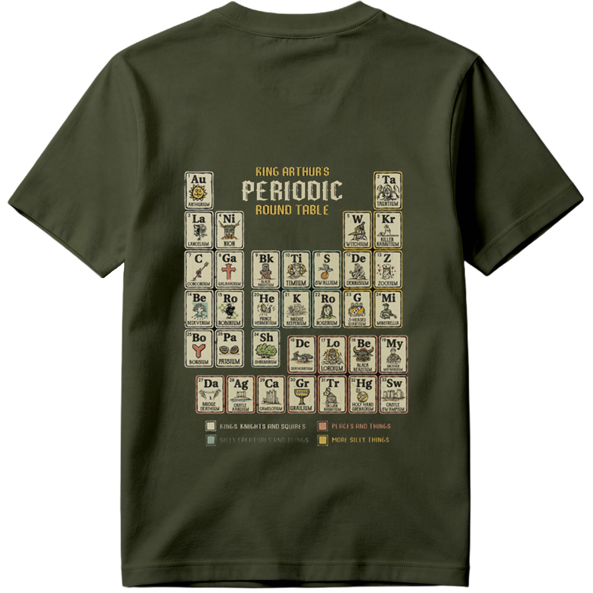 King Arthur's Periodic Round Table: A Fantasy Elemental Chart - Tee