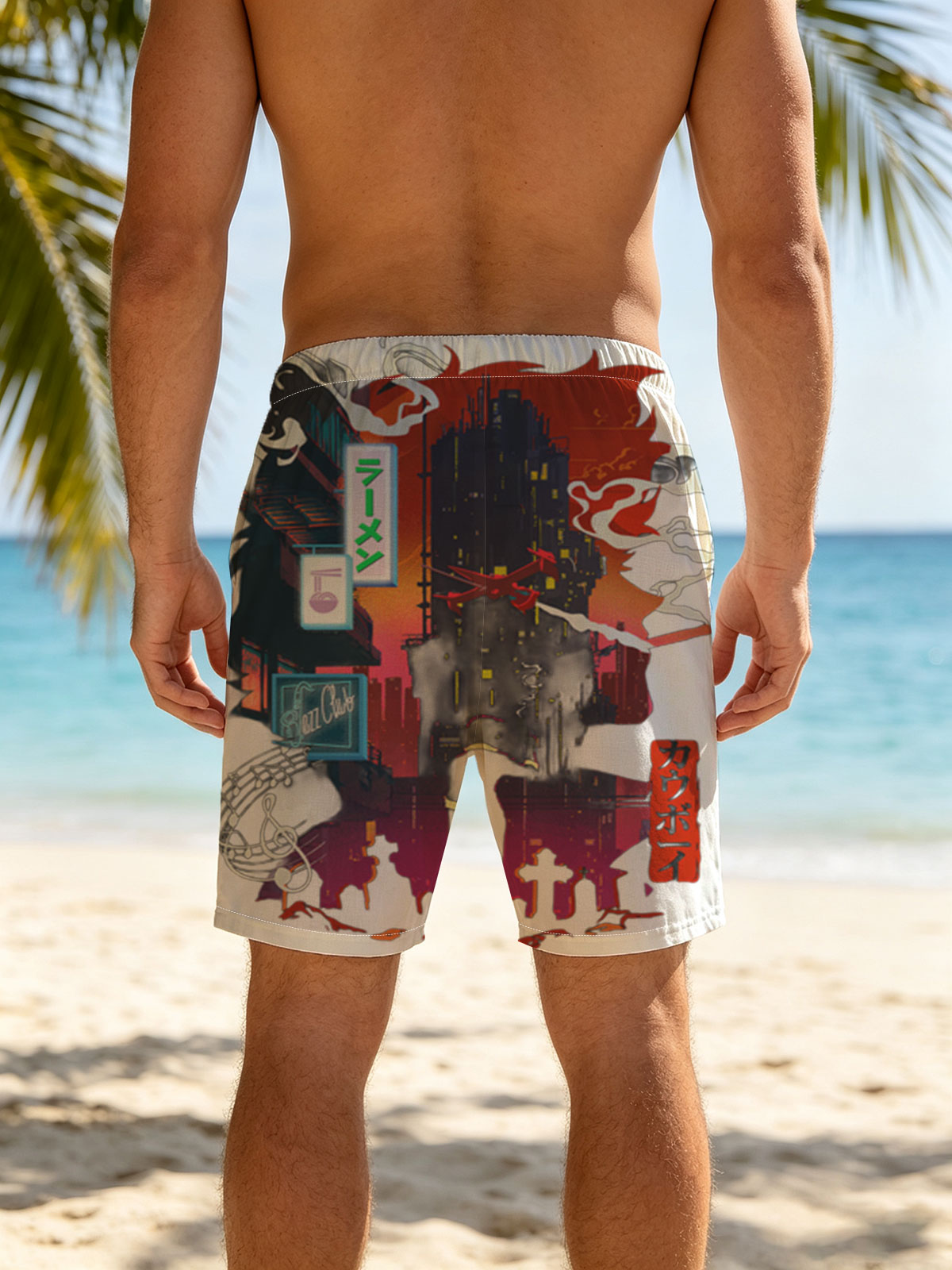 Cowboy in Neon City: Ramen, Jazz Club, and Flying Plane -  Beach shorts