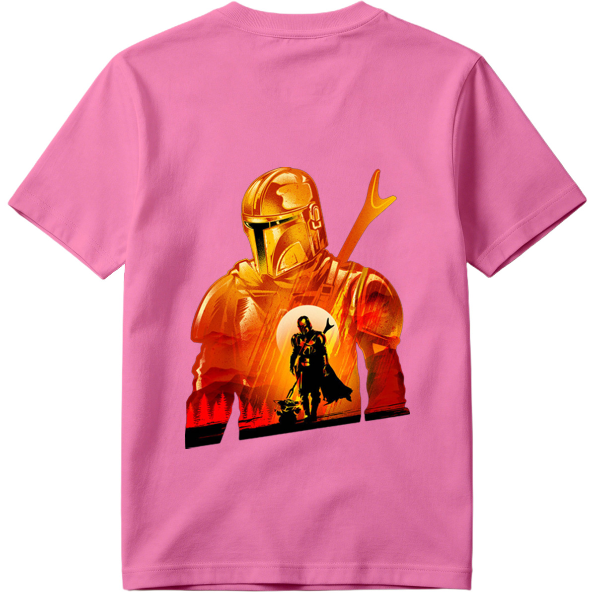 The Mandalorian and the Child in a Fiery Encounter - Tee