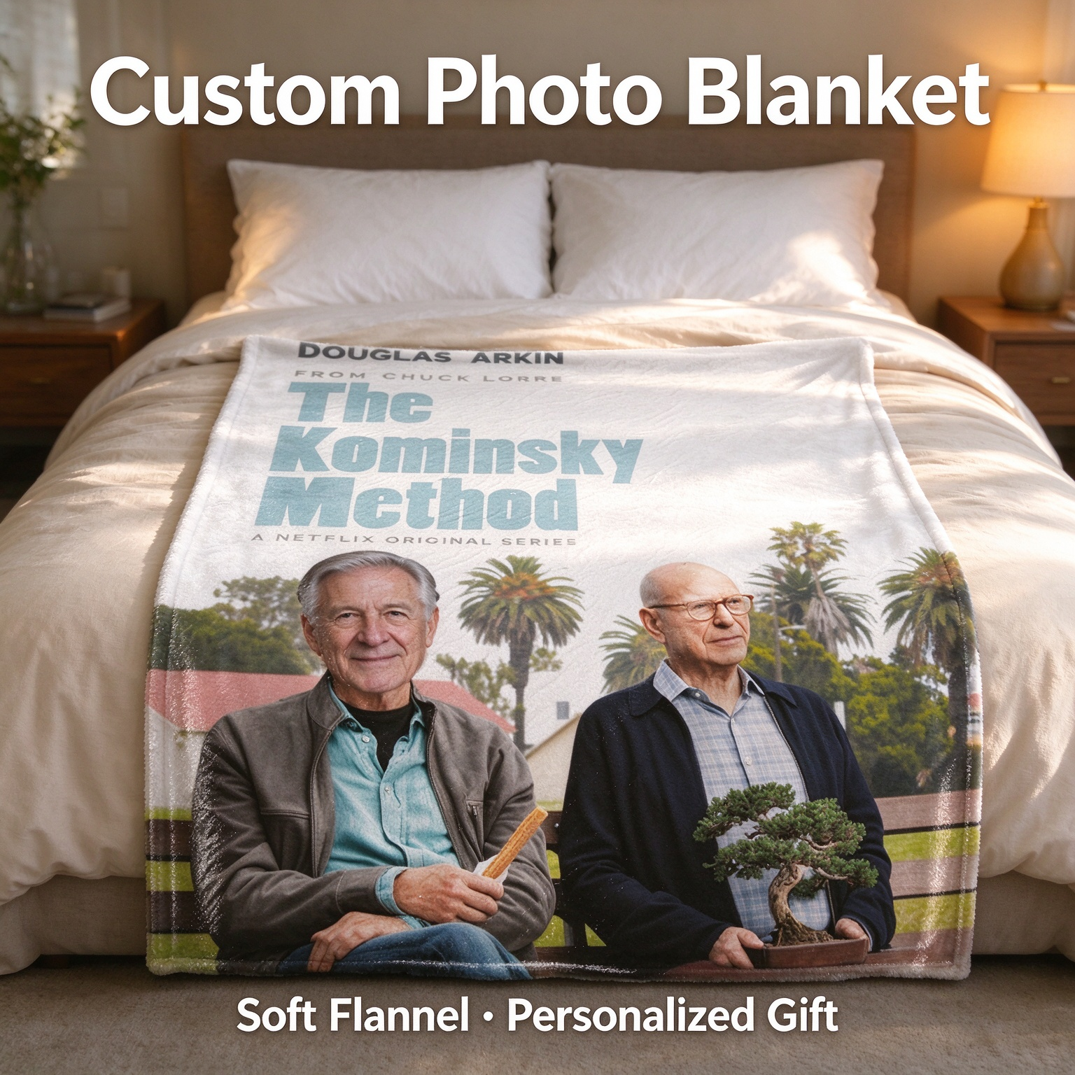 Custom Photo Face Flannel Throw Blanket Ultra Soft Lightweight Fleece Bed Couch Cover Personalized Portrait Gift