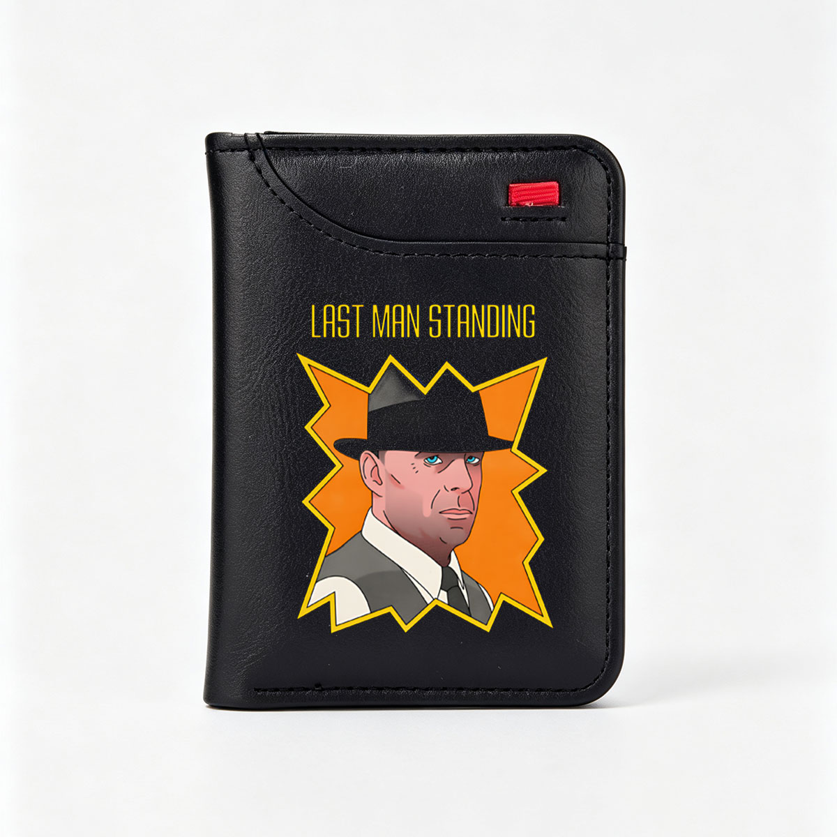 Last Man Standing: Animated Portrait of a Suave Man in Hat and Vest - Vertical Style Wallet