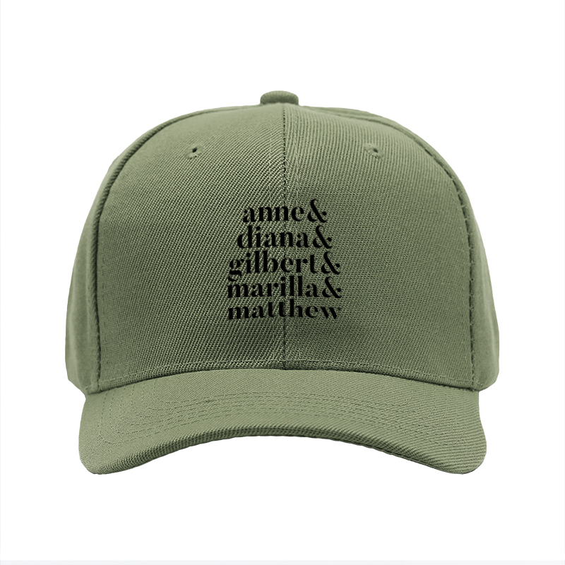 1pc New Baseball Cap with Name & Diana & Gilbert & Marilla & Matthew Print Unisex Adjustable Hat for Outdoor Activities and Casual Wear Adults Fashion Accessory