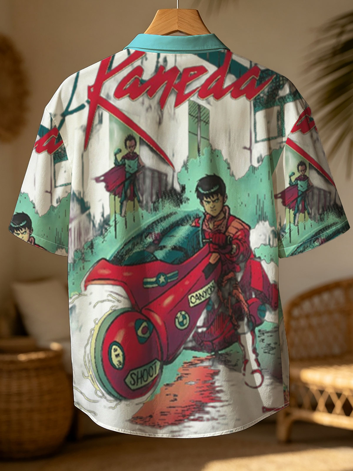 Kaneda on Red Motorcycle with Future City Background -  Shirt