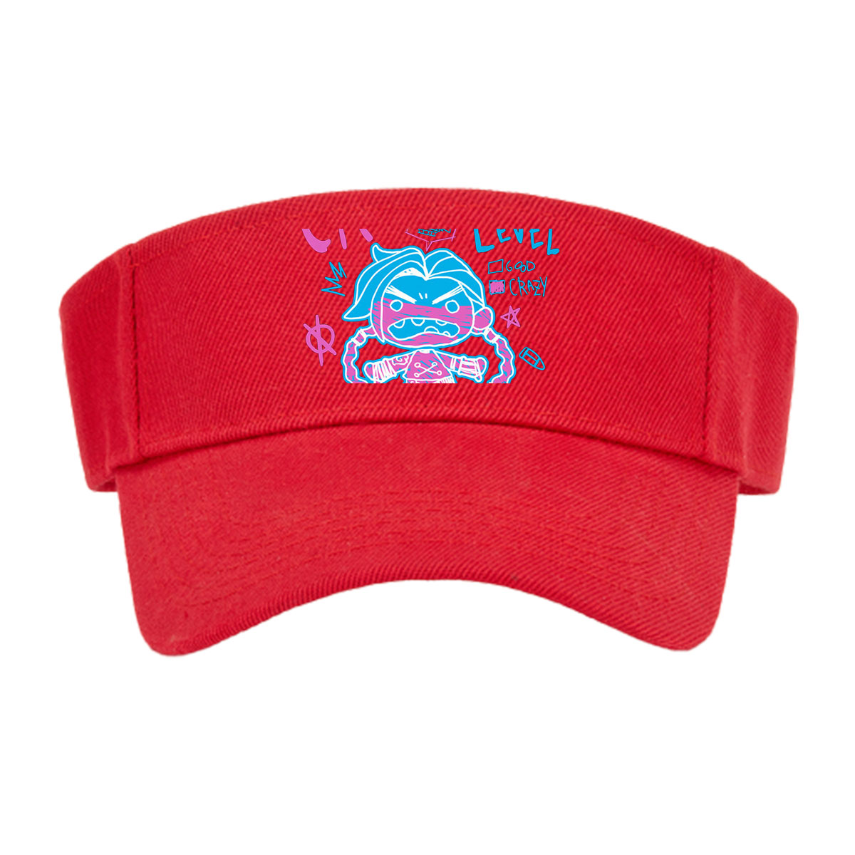 Craziness Level: Unusually High - Animated Character with Blue Hair and Pink Stripes -  Visor cap