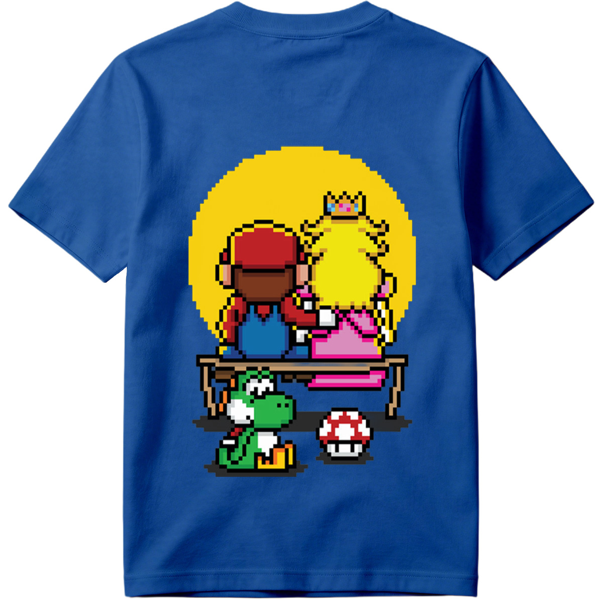 Mario and Peach Pixel Art with Yoshi and Mushroom - Tee