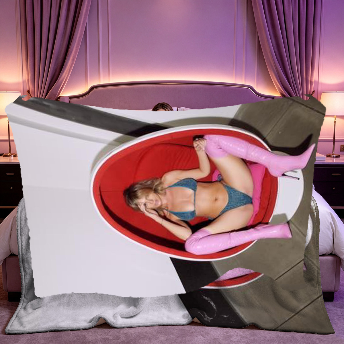 Two Women in Pink Lingerie Reading a Book on a Couch - Blanket