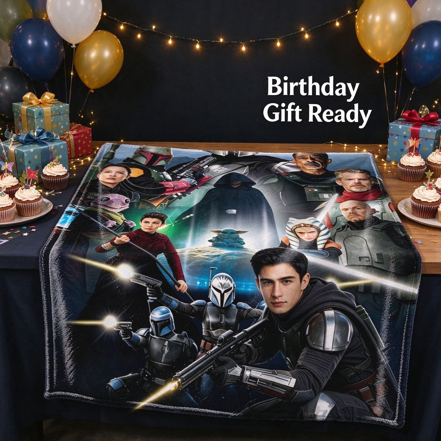 Custom Face Flannel Throw Blanket Personalized Sci-Fi Galaxy Hero Portrait Cozy Warm Fleece Bed Couch Cover Ideal