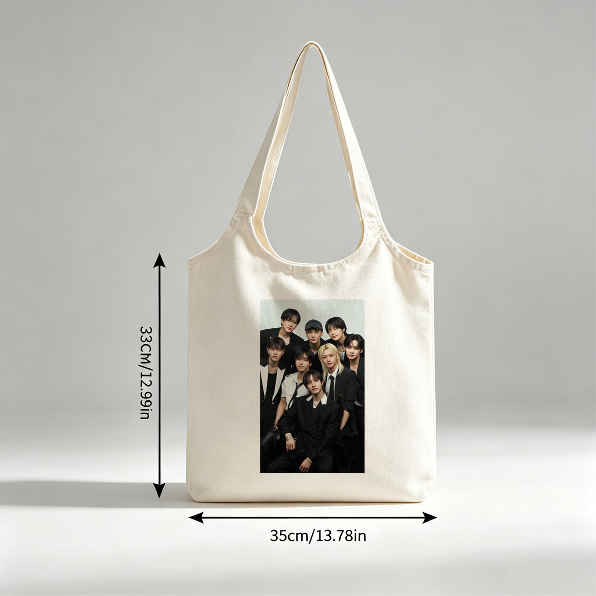 Stray Kids Group Photo in Stylish Black Outfits Posed Together - Canvas shoulder bags/