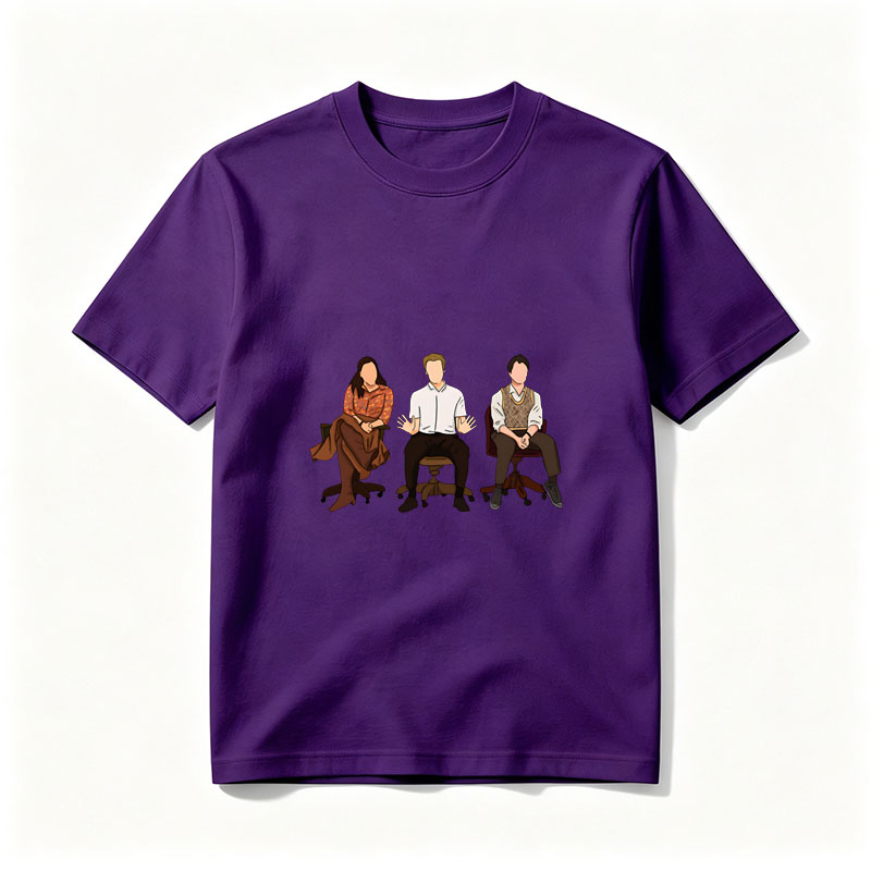 Three Individuals in a Discussion Setting - Tee