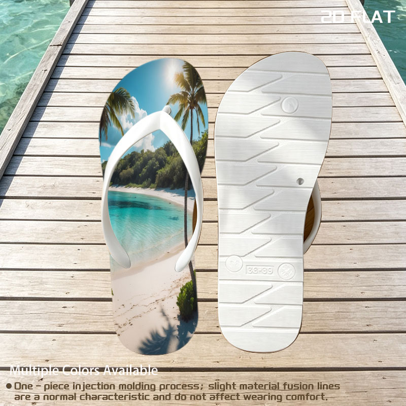 Tropical Beach with Palm Trees and Crystal Clear Water -  flip-flops