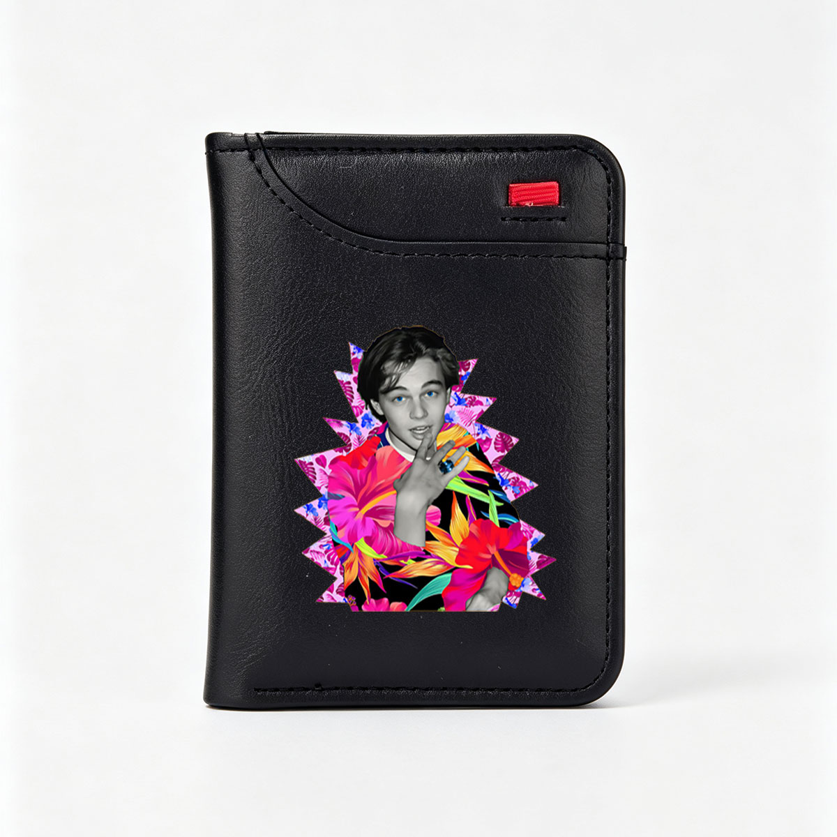 Leonardo DiCaprio in a Vibrant Tropical Floral Design - Vertical Style Wallet