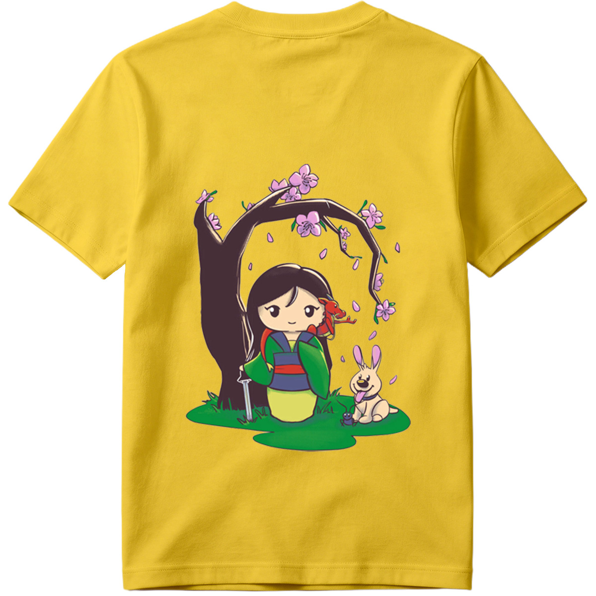 Mulan with Mushu and Cri-Kee Under Cherry Blossom Tree - Tee