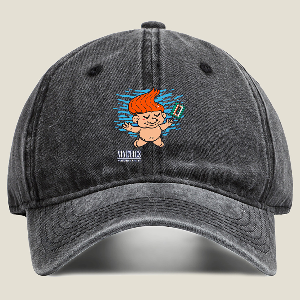 Nineties Baby with Cassette Tape - Washed Denim - Baseball Cap