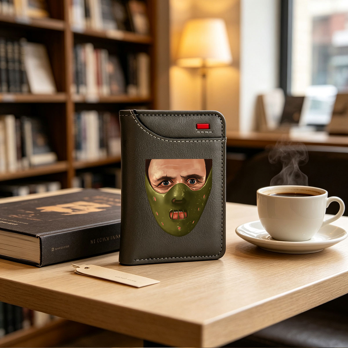 Bane from The Dark Knight Rises, wearing his iconic green mask with a menacing expression. - Vertical Style Wallet