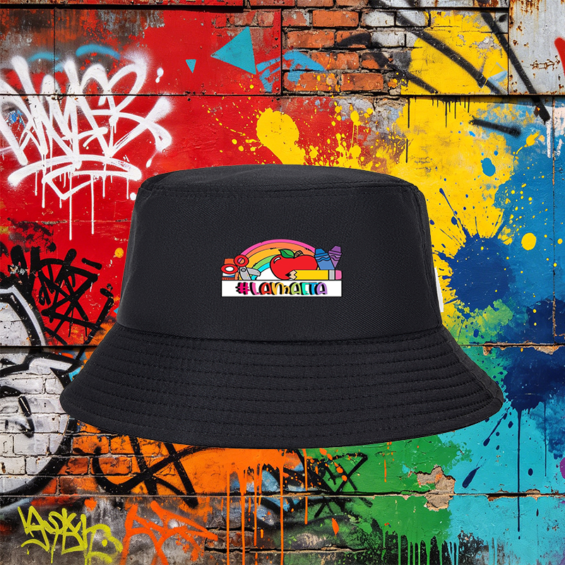 Unisex Classic Bucket Hat with Rainbow Apple Crayon Print #LAMAAETA - Perfect for School, Outdoor Activities, and Casual Wear - Ideal for Students and Young Adults