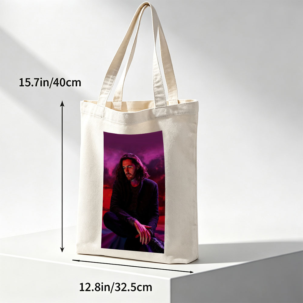 Hozier Sitting in a Dramatic Purple and Red Sky Scene - Canvas tote bags