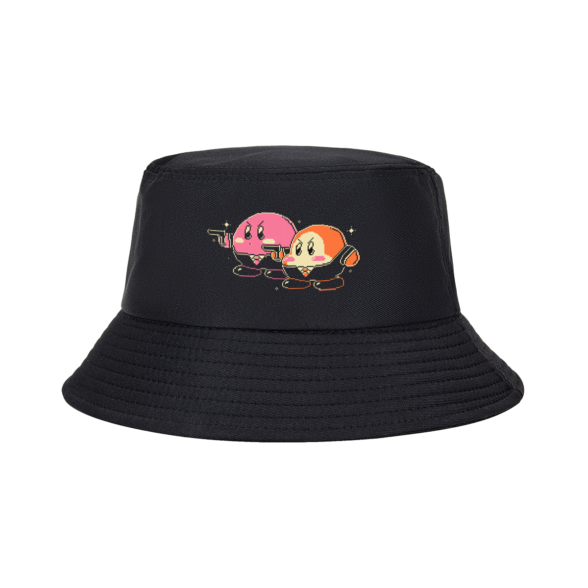 Kirby and Waddle Dee in Pixel Art Style - Fisherman's Hat