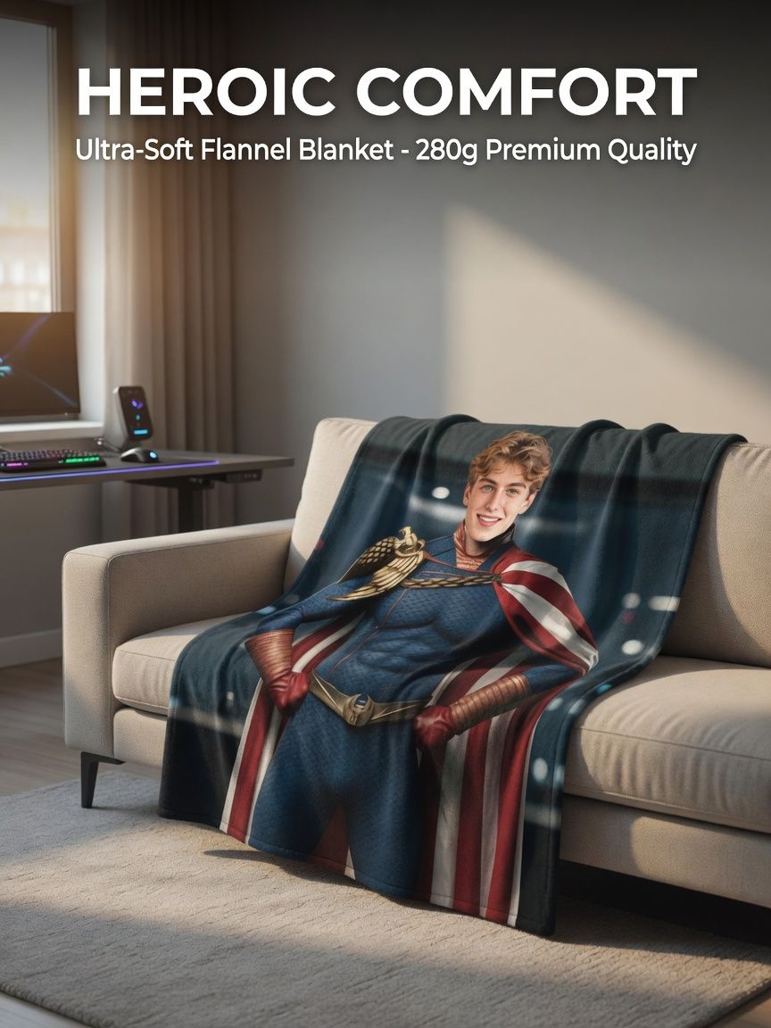 Custom Photo Face Superhero Flannel Blanket Personalized Ultra Soft Fleece Throw for Bed Couch and Memorable Gifting
