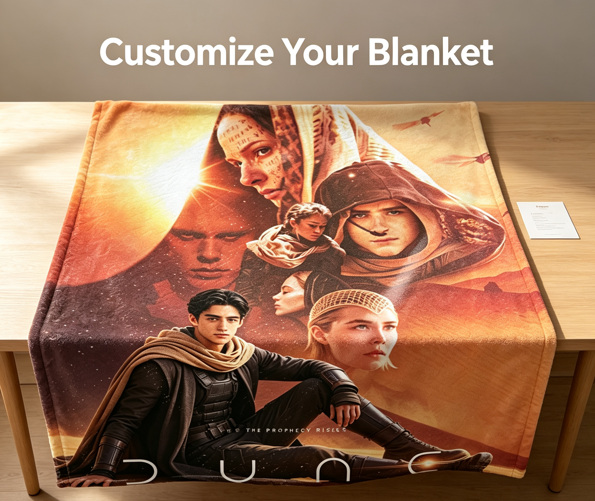 Custom Face Blanket Dune Part Two Movie Characters Flannel Blanket Perfect for Fans of Sci-Fi Film Gift or Giveaway