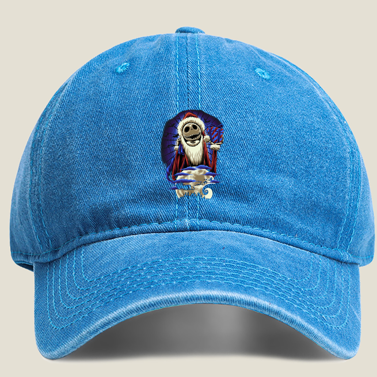 Jack Skellington as Santa Claus from The Nightmare Before Christmas - Washed Denim - Baseball Cap