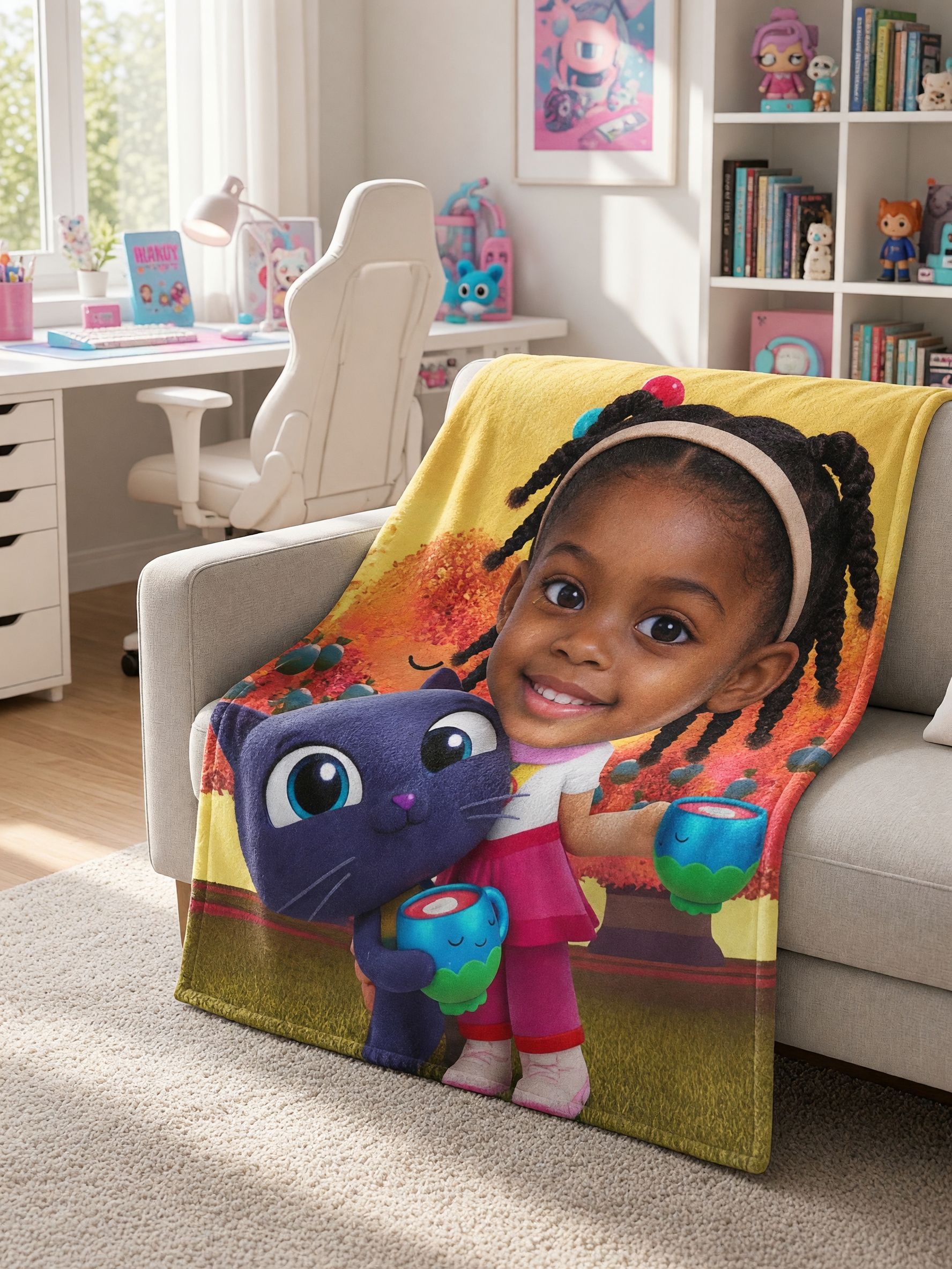 Custom Face Photo Blanket, Personalized Cartoon Portrait Flannel Throw, Soft Cozy Bed Couch Wrap, Ideal Keepsake Gift