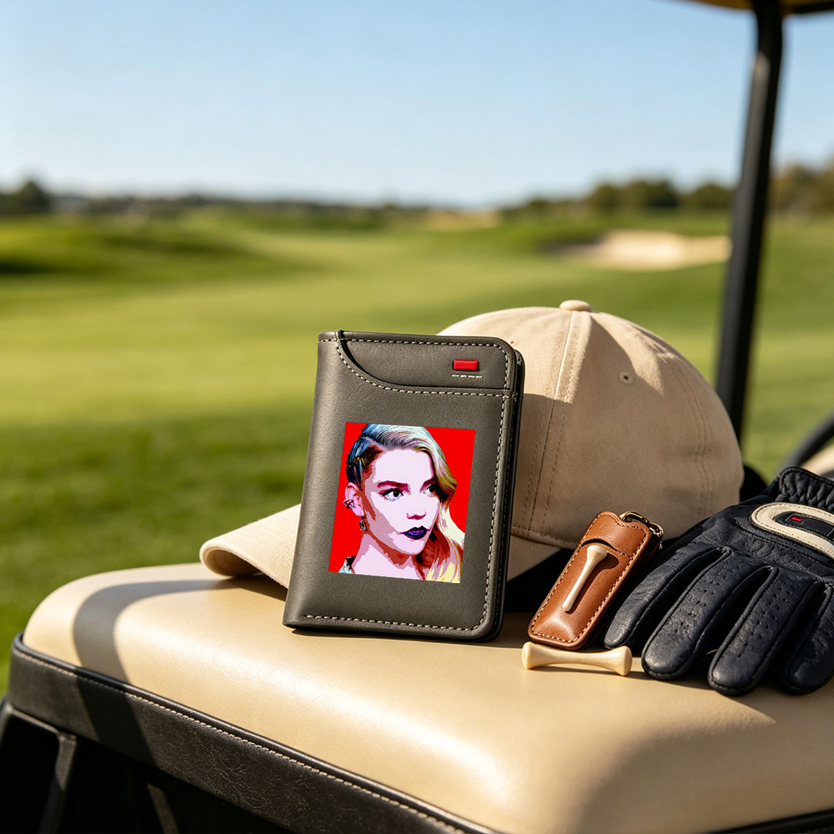 Pop Art Portrait of a Blonde Woman with Bold Makeup and Earrings - Vertical Style Wallet