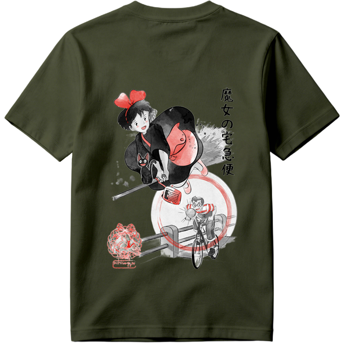 Kiki's Delivery Service: Kiki and Jiji on Broomstick with Delivery Man - Tee