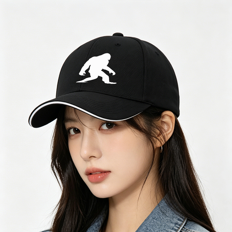 Unisex Classic Sandwich Hat with Bigfoot Silhouette Print - Outdoor Adventure Cap for Hiking, Camping, and Casual Wear - Perfect for Nature Enthusiasts and Cryptozoology Fans