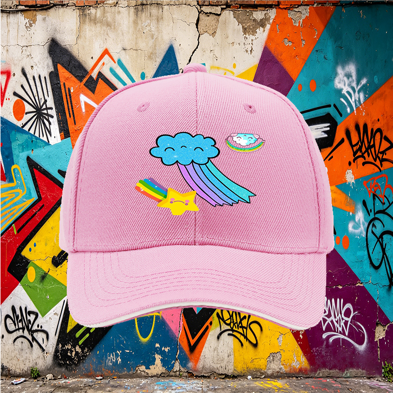 Unisex Classic Sandwich Hat with Rainbow Star and Cloud Print - Perfect for Casual Outings, Outdoor Activities, and Everyday Wear - Ideal for Adults and Teens Seeking Fun, Colorful Headwear
