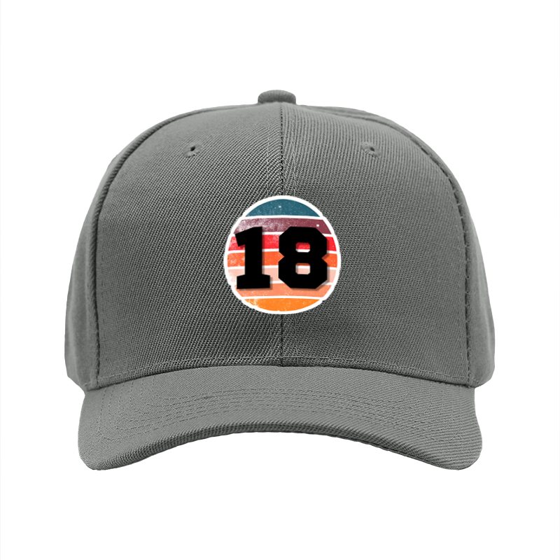 1pc New Baseball Cap with Number 18 Retro Stripe Print Unisex Adjustable Hat for Outdoor Activities and Casual Wear Adults Fashion Accessory
