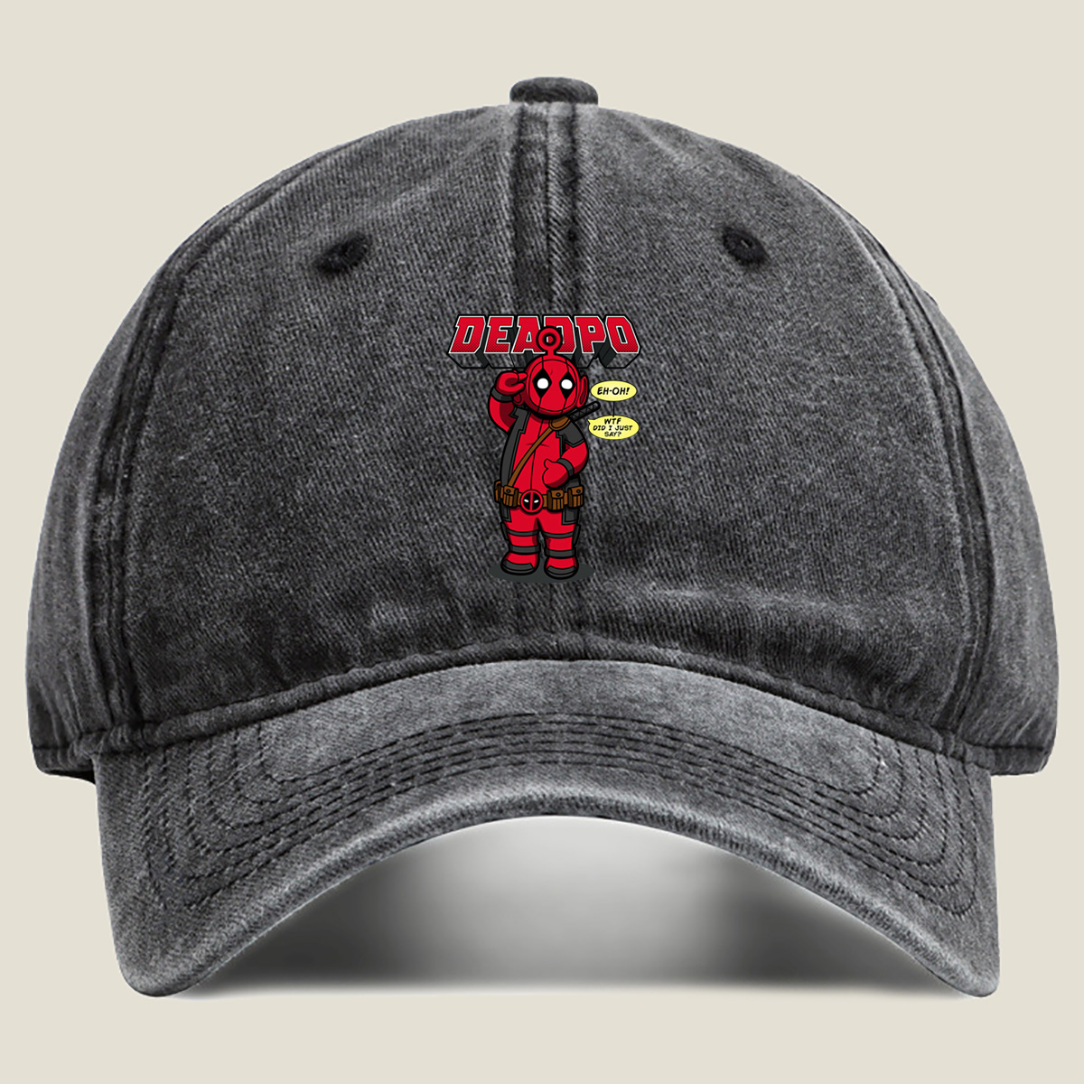 Deadpool Chibi Character Design - Washed Denim - Baseball Cap
