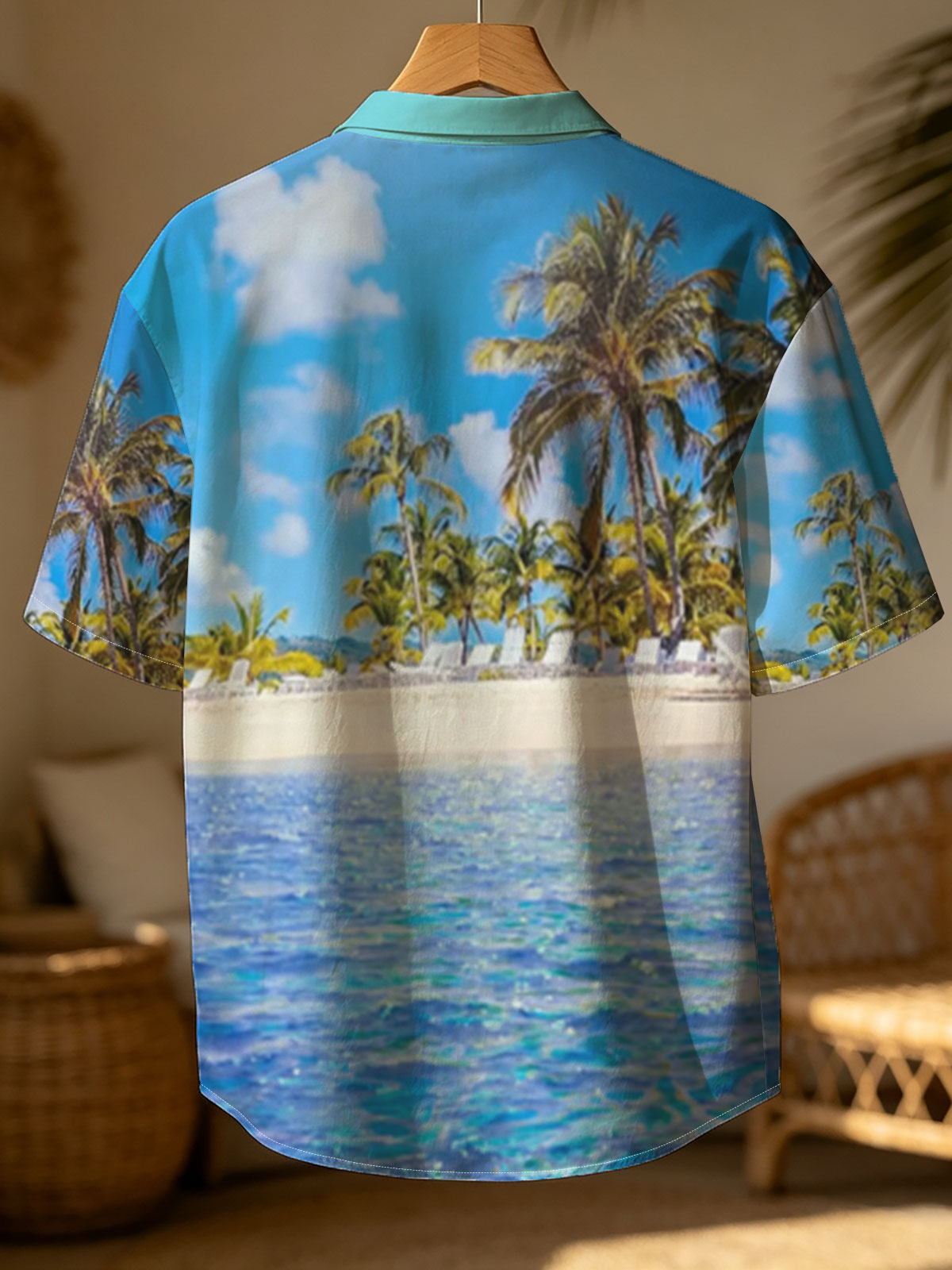 Sunny beach with palm trees and clear blue water -  Shirt