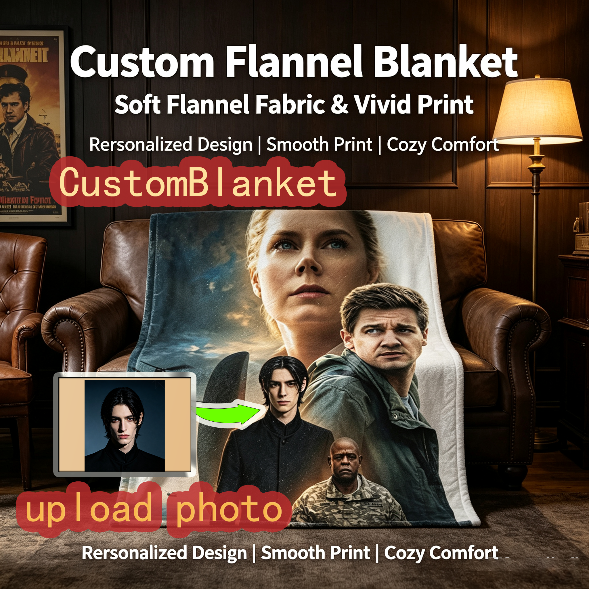 Custom Face Blanket Arrival Movie Character Flannel Blanket Perfect for Movie Fans Cozy Home Use or Unique Gift Idea