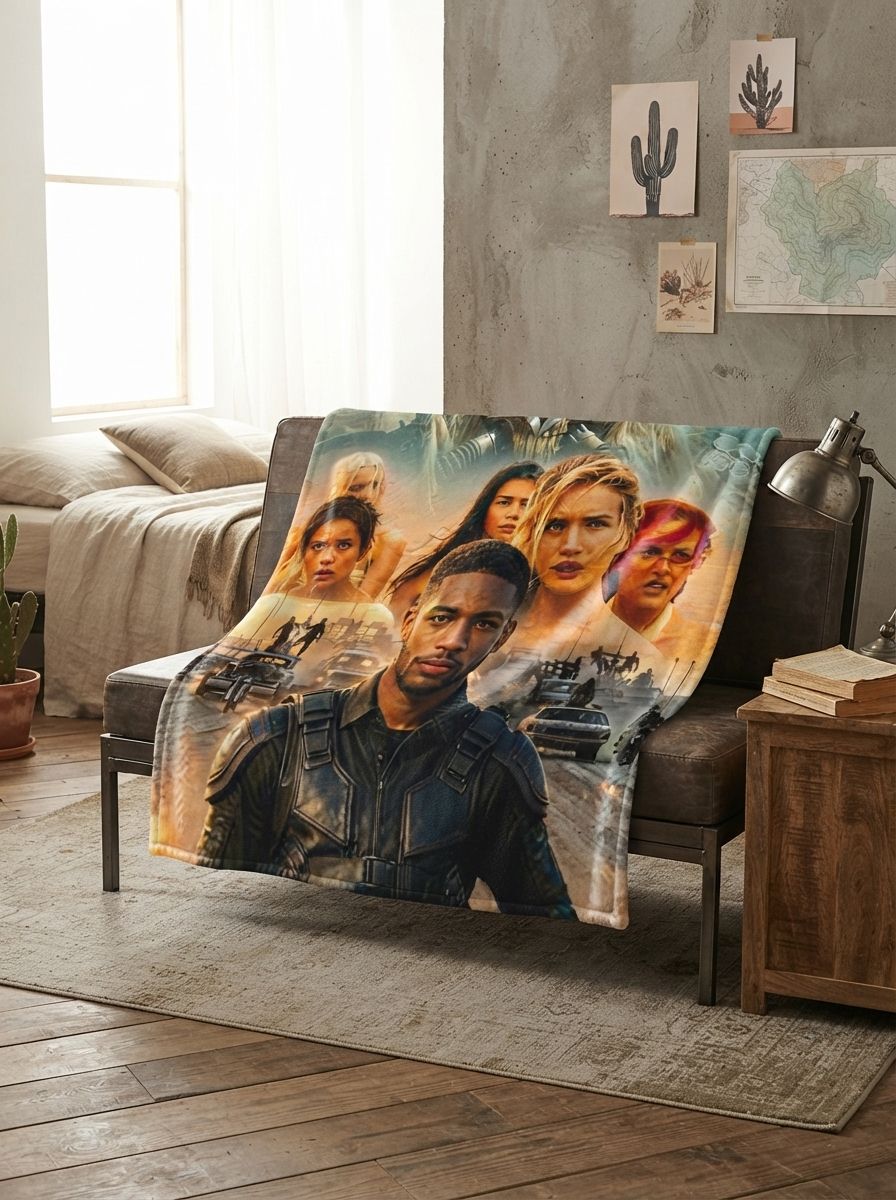 Custom Photo Face Blanket Personalized Action Movie Hero Poster Ultra Soft Flannel Throw Lightweight Cozy Fleece Bed