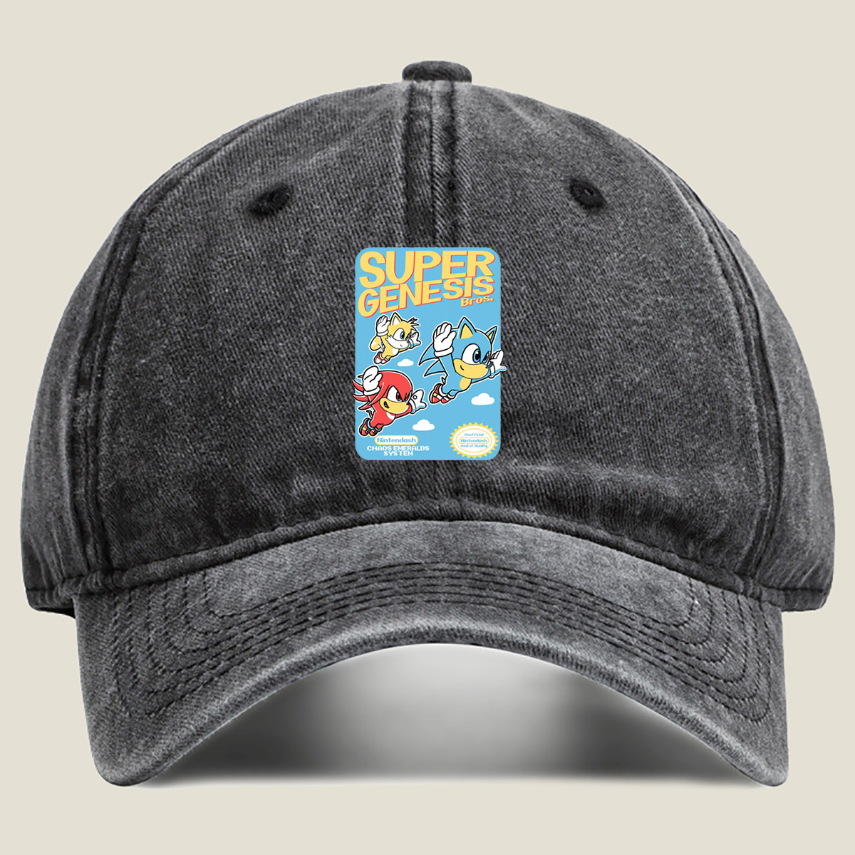 Super Genesis Bros. - Sonic, Tails, and Knuckles - Washed Denim - Baseball Cap