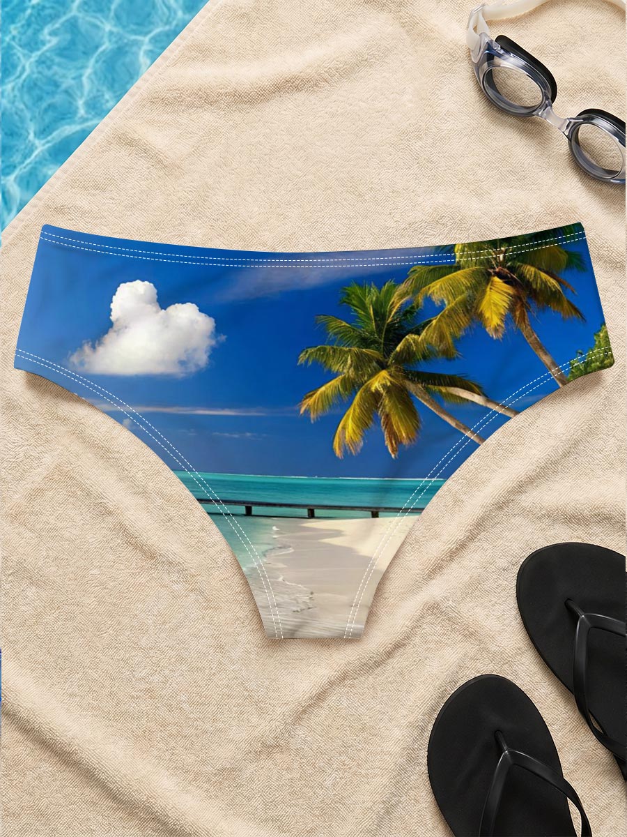 Tropical Beach with Palm Trees and Crystal Clear Water -  Men's swim trunks
