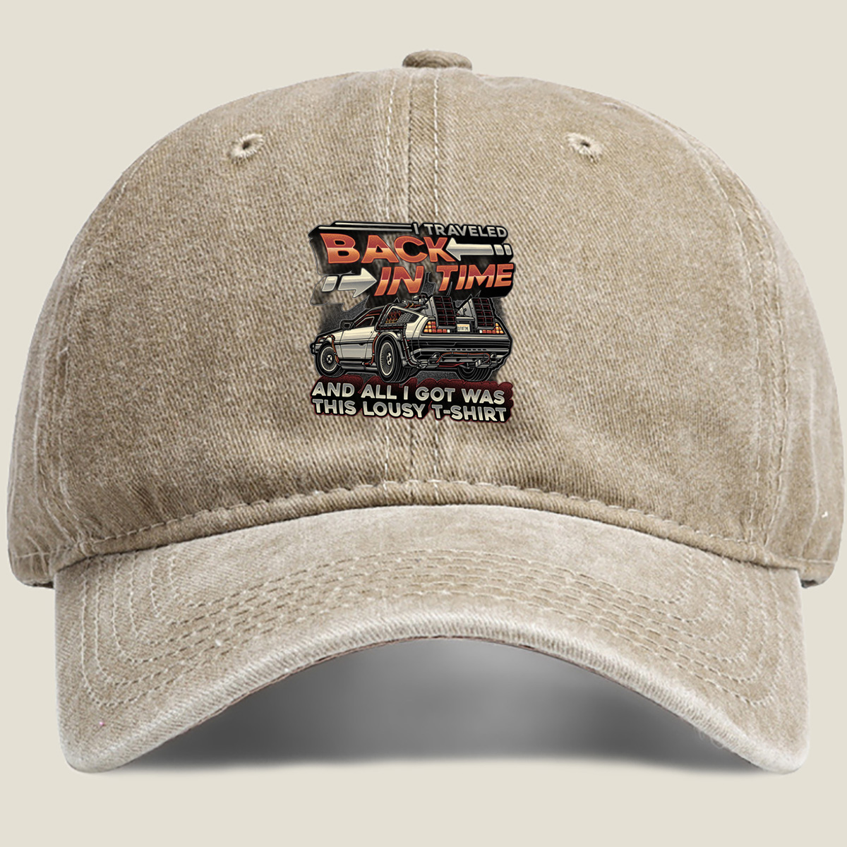 Back to the Future - DeLorean Time Machine T-Shirt - Washed Denim - Baseball Cap
